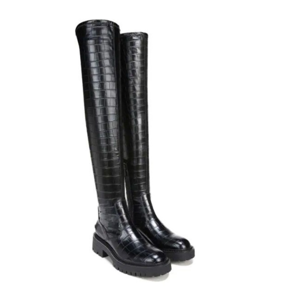 Sarto Fera Cocodrile Faux Lether Over the Knee Boot Size 7.5 M